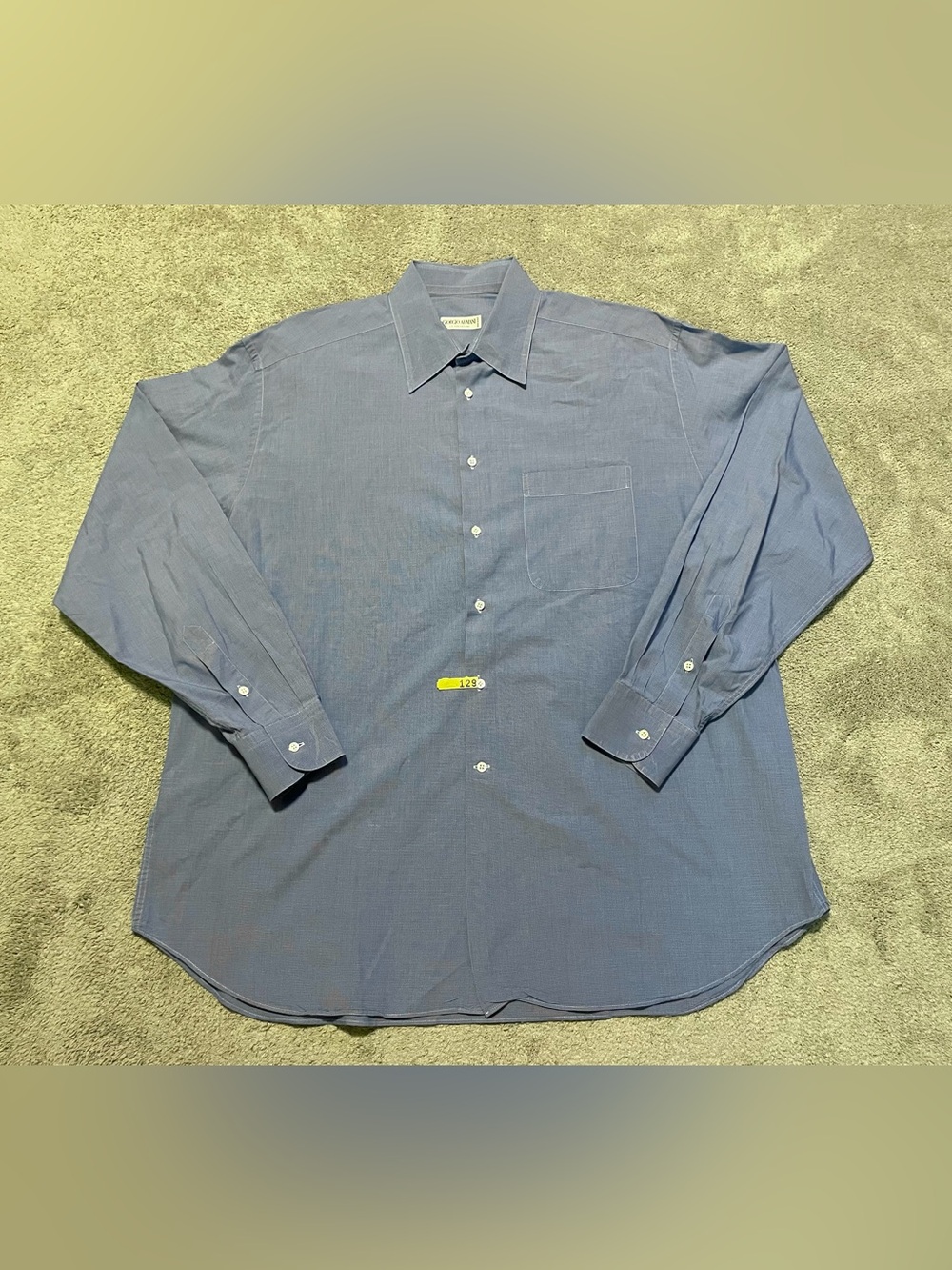 Vintage Giorgio Armani Le Collezioni Shirt Men 17/43 L Blue Micro Check Italy